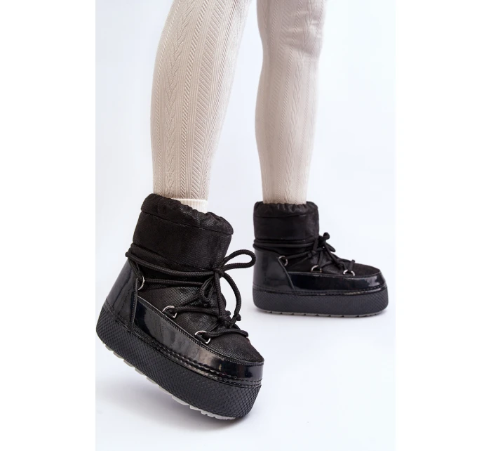 Damskie Śniegowce Z Wiązaniem Czarne Toolsa Damskie Śniegowce Z Wiązaniem Czarne Toolsa