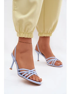 Dámské sandály na podpatku s pásky Modré model 22125481 - Boto