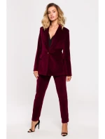 M643 Zamatové sako s jedným gombíkom - bordové