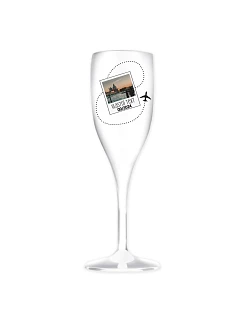 Personalizovaná nerozbitná pohár na prosecco s fotografiou a cestovateľským motívom