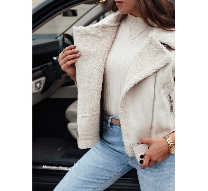 Dámska semišová vesta s ovčou kožušinou WOOLZIP biela FashionStreet TY4743