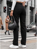 Dámske džínsy s vysokým pásom a regular fit, čierne, FashionStreet UY3094