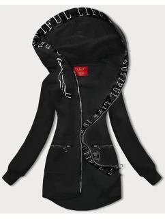 Čierna jednoduchá dámska mikina s ozdobným zipsom (AMG-37)
