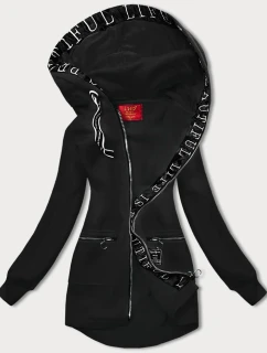 Čierna jednoduchá dámska mikina s ozdobným zipsom (AMG-37)