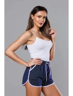 Tmavě modré dámské šortky s kontrastní lemovkou model 18369465 - J.STYLE Tmavě modré dámské šortky s kontrastní lemovkou model 18369465 - J.STYLE