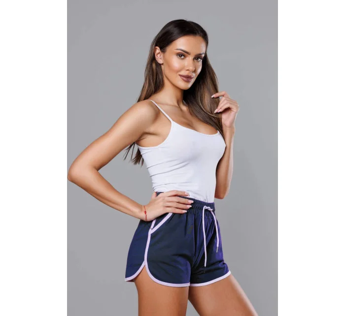 Tmavě modré dámské šortky s kontrastní lemovkou model 18369465 - J.STYLE Tmavě modré dámské šortky s kontrastní lemovkou model 18369465 - J.STYLE