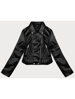 Čierna dámska bunda s ozdobným prešívaním J Style (11Z8129)