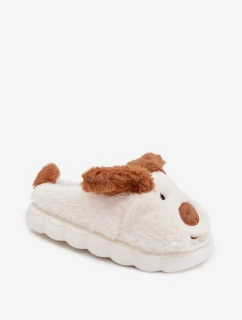 Detské chlpaté papuče - hnedé so psíkmi Farnise
