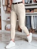 Dámske bavlnené nohavice slim fit s opaskom TAIRONIK light beige FashionStreet UY2546