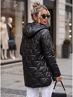 Dámska prešívaná bunda s odnímateľnou kapucňou, čierna, FashionStreet TY5795 Dámska prešívaná bunda s odnímateľnou kapucňou, čierna, FashionStreet TY5795