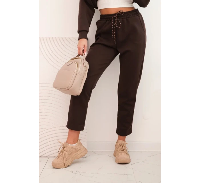 Dámský souprava z viskózy s model 21439226 mikinou a kalhotami hnědý - K-Fashion Dámský souprava z viskózy s model 21439226 mikinou a kalhotami hnědý - K-Fashion