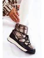 Damskie Śniegowce Memory Foam Big Star KK274275 Srebrno-Czarne