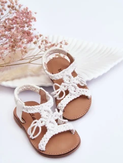 Dětské pletené nazouvací sandály Bíle Tracy