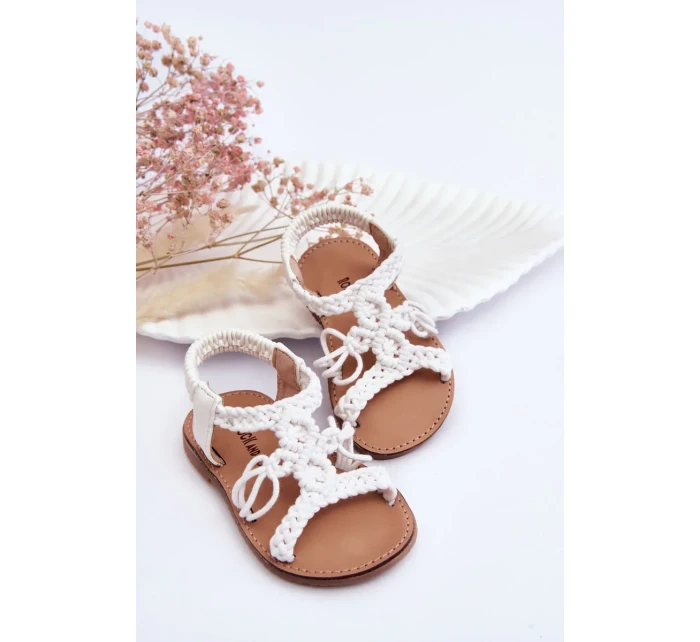 Dětské pletené nazouvací sandály Bíle Tracy