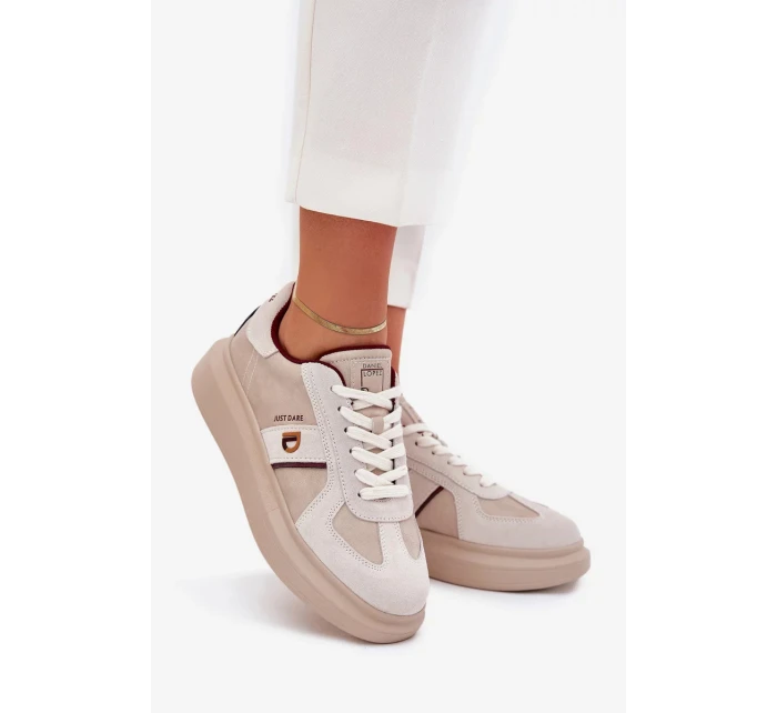 Dámske kožené tenisky na platforme Daniel Lopez Just Dare - béžové Dámske kožené tenisky na platforme Daniel Lopez Just Dare - béžové