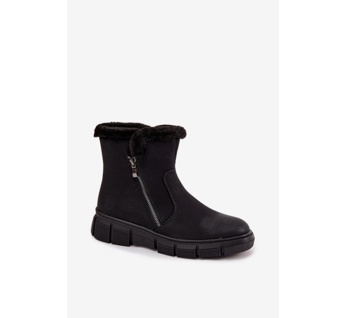 Dámske snehové topánky Briselle na platforme s kožušinou - čierne Dámske snehové topánky Briselle na platforme s kožušinou - čierne