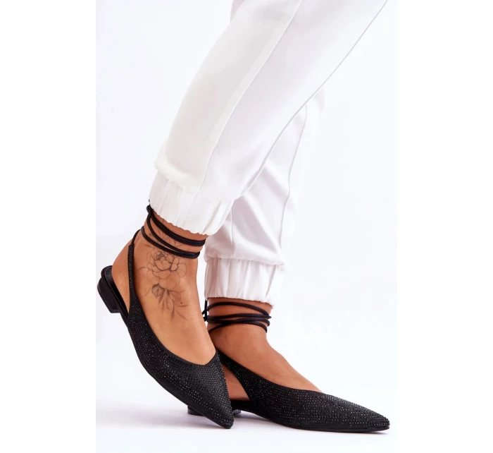 Dámske šnurovacie baleríny 22-297 model 178022 Black - Stephan Paris