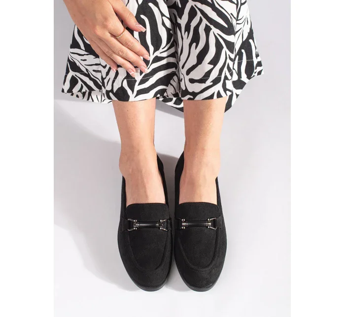 Dámske moderné mokasíny čierne bez podpätku Dámske moderné mokasíny čierne bez podpätku