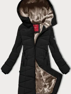 Černá dámská zimní bunda s kožešinovou podšívkou model 21247977 - LHD