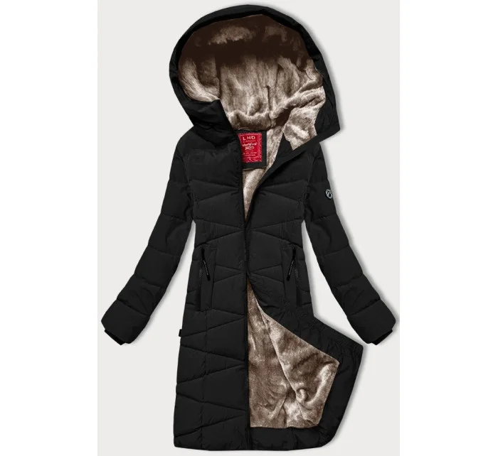 Černá dámská zimní bunda s kožešinovou podšívkou model 21247977 - LHD