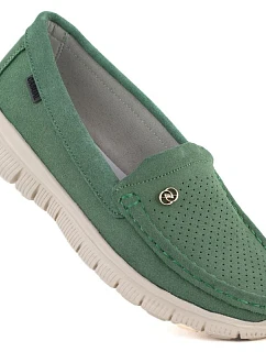 Dámské kožené pohodlné polobotky zelené model 22068944 - JEZZI