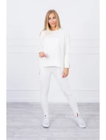 Súprava s oversize blúzkou v ecru farbe