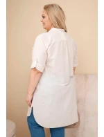 Dámská sukně Plus Size s model 21959154 a ohrnutým rukávem béžová - K-Fashion