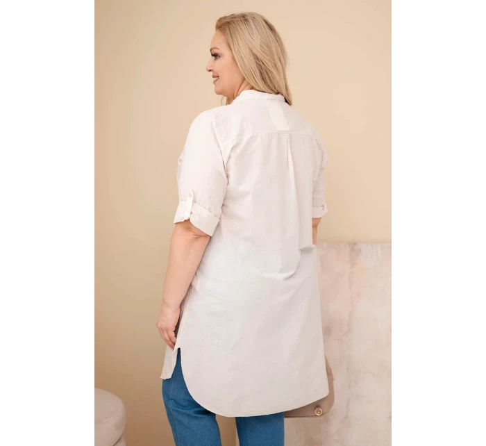 Dámská sukně Plus Size s model 21959154 a ohrnutým rukávem béžová - K-Fashion