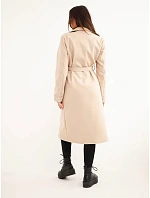 Dámský kabát s páskem model 22542829 béžový - K-Fashion