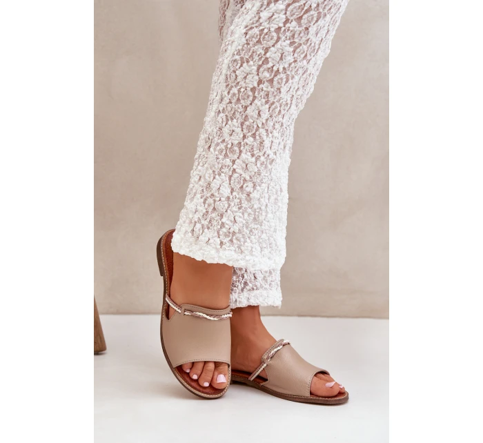 Kožené Pantofle Tmavě Béžové Lewski Shoes model 21682423 - Boto Kožené Pantofle Tmavě Béžové Lewski Shoes model 21682423 - Boto