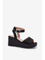 Sandały Damskie Na Koturnie Czarne Efrina