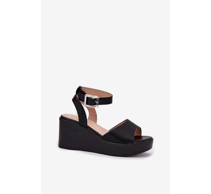 Sandały Damskie Na Koturnie Czarne Efrina