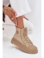 Wysokie Trampki Damskie Ocieplane Big Star OO274A356 Beżowe