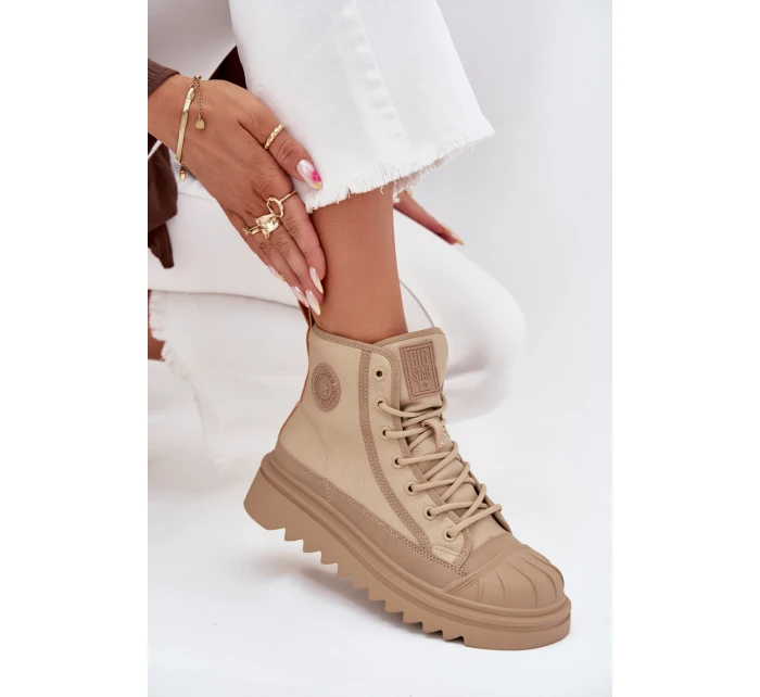 Wysokie Trampki Damskie Ocieplane Big Star OO274A356 Beżowe