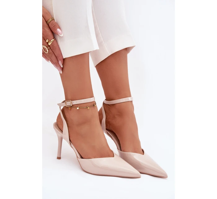 Lakované lodičky s patou béžové model 21788272 - Boto Lakované lodičky s patou béžové model 21788272 - Boto