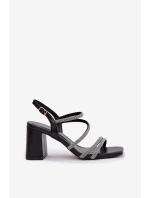Černé dámské sandály na podpatku s pásky a model 22027990 - Boto