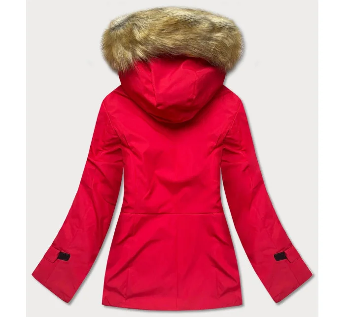 Dámska zimná bunda s kapucňou červená (j9-066)