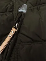 Dámska zimná bunda v khaki farbe s kapucňou (2M-21013)