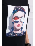 Dámska grafická blúzka čierna