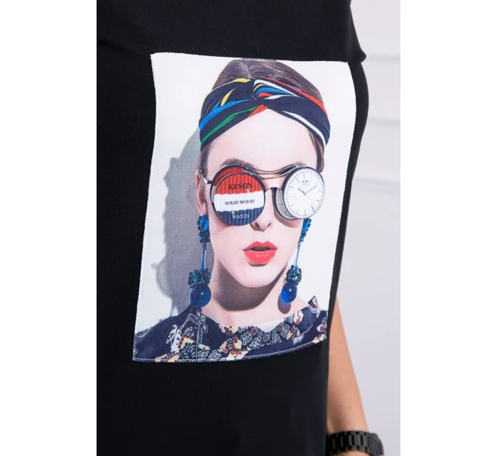 Dámska grafická blúzka čierna