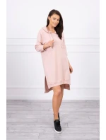 Šaty s kapucňou a dlhším chrbtom tmavo púdrovo ružové
