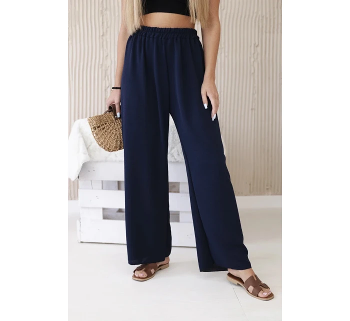 Široké nohavice námornícka modrá