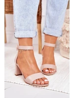 Sandały Damskie Na Słupku Pudrowy Róż Lexi Sandały Damskie Na Słupku Pudrowy Róż Lexi