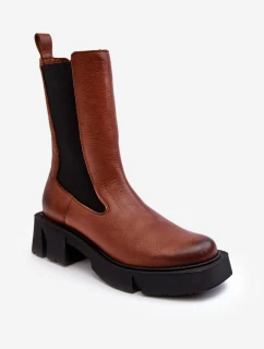 Damskie Botki Sztyblety Laura Messi 2693/229 Brązowe