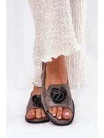 Lesklé Dámské Sandály S Ozdobou model 21691560 Šedé - S.Barski