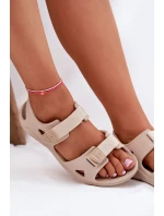 Piankowe Sandały Damskie Na Platformie Big Star RR274A515 Beżowe