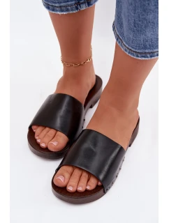 Dámské pantofle s přezkami na nízkém podpatku Černé Brinalle