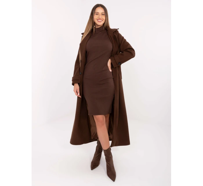 Sukienka RV SK model 21768517 ciemny brązowy - FPrice Sukienka RV SK model 21768517 ciemny brązowy - FPrice
