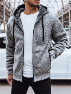 Pánská rozepínací zateplená mikina světle šedá model 21970277 - Dstreet