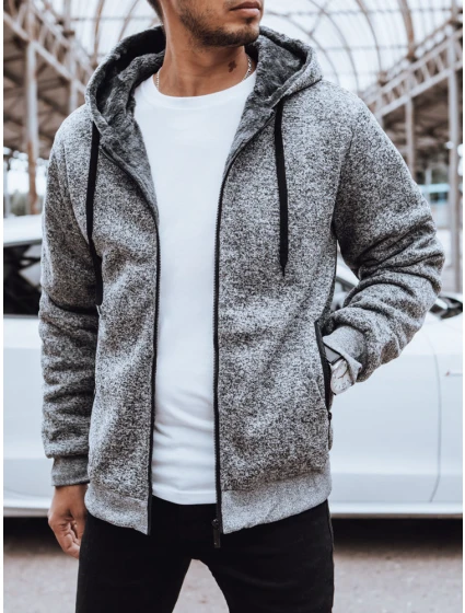 Pánská rozepínací zateplená mikina světle šedá Dstreet model 21970277 - FashionStreet